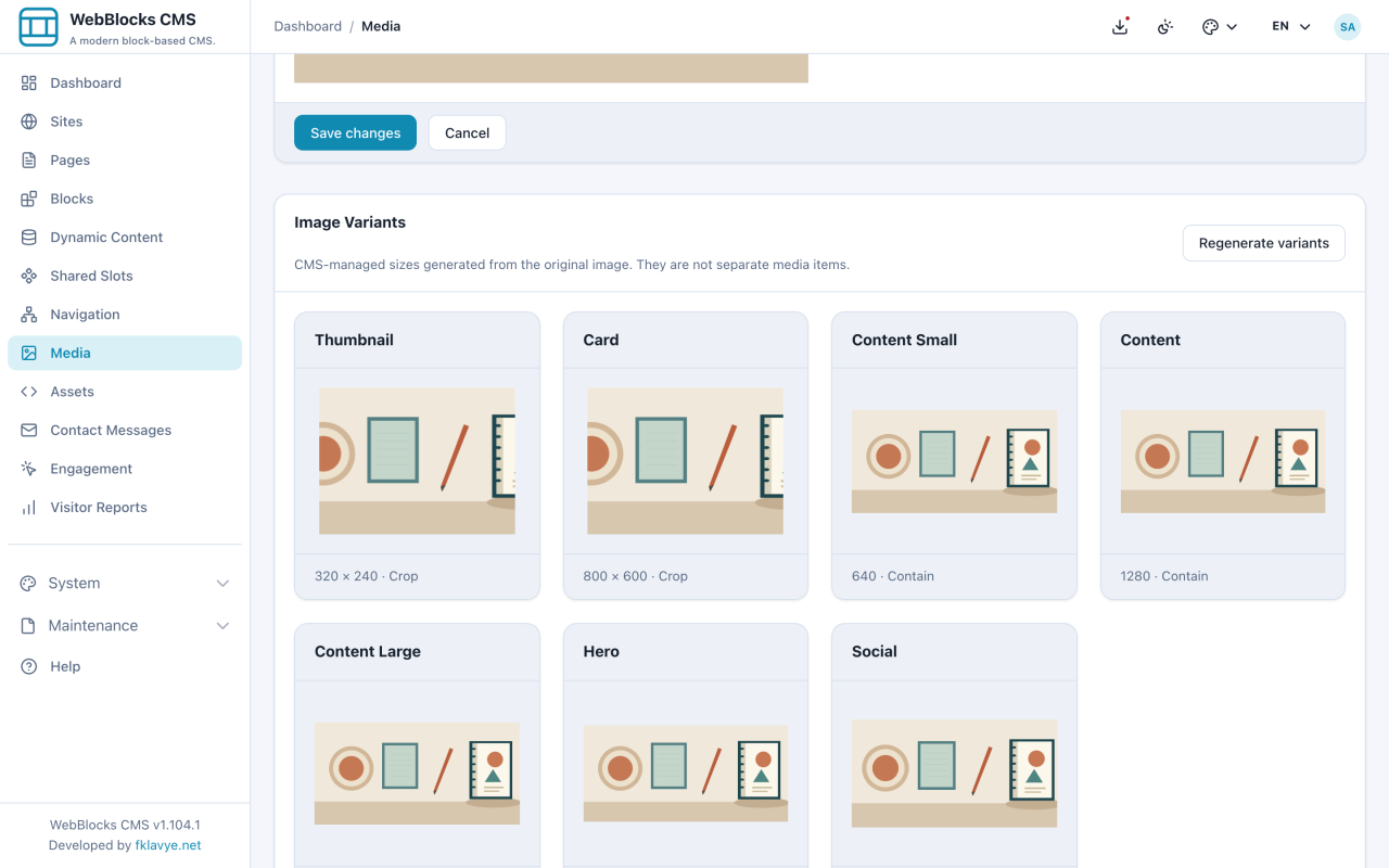 Image Variants with centred Thumbnail and Card crops clipping the notebook at the right, alongside contain previews of the full illustration.