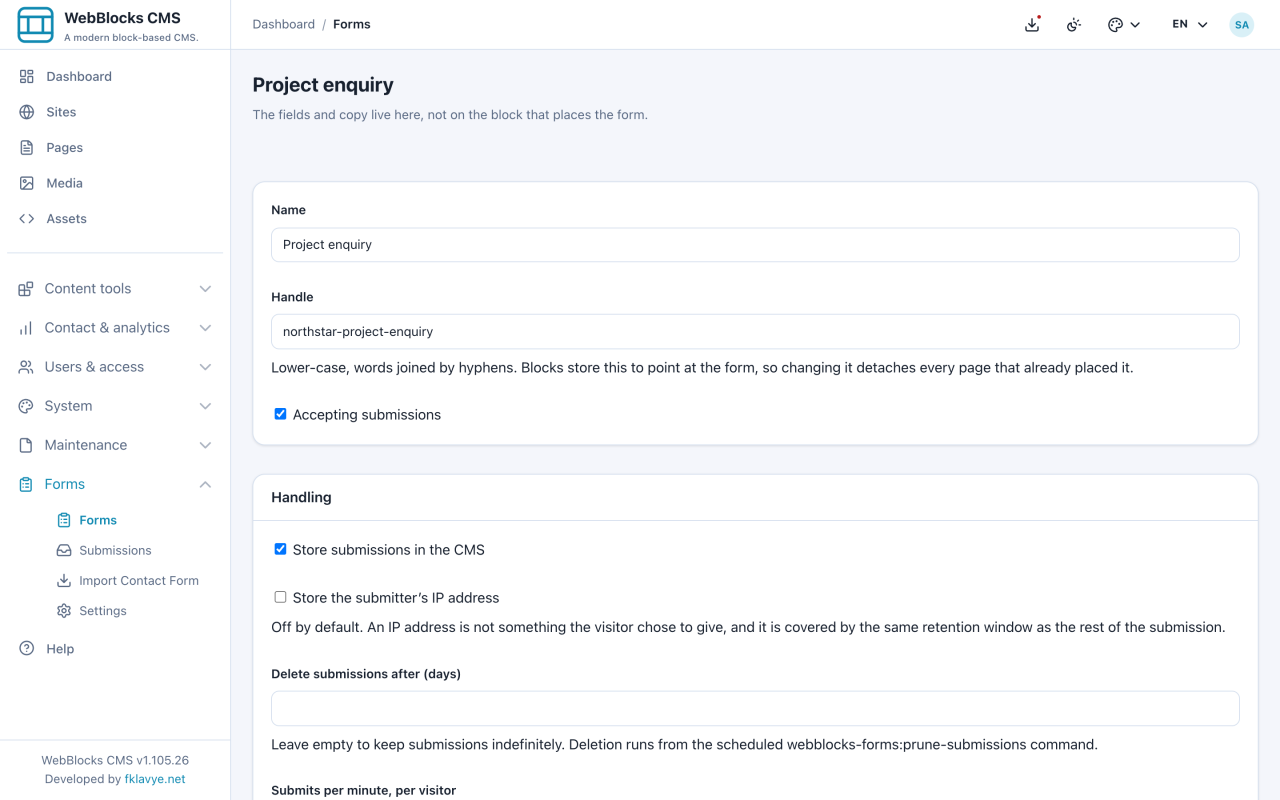 Identité et Handling avec stockage actif et sans collecte IP